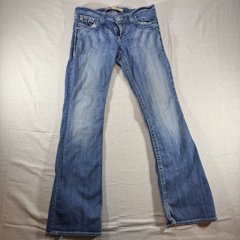 Big Star Womans Jeans Casey K Bootcut Size 30L Distressed Thick Stitch Western